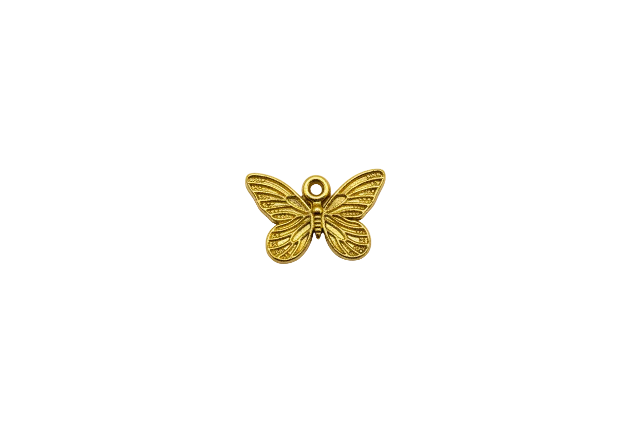 Gold textured butterfly charm