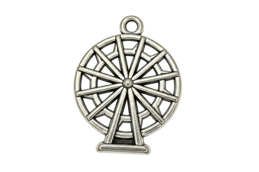 Antique silver ferris wheel pendant with openwork spokes