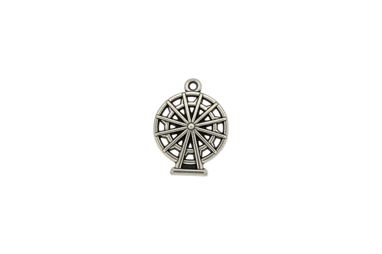 Antique silver ferris wheel pendant