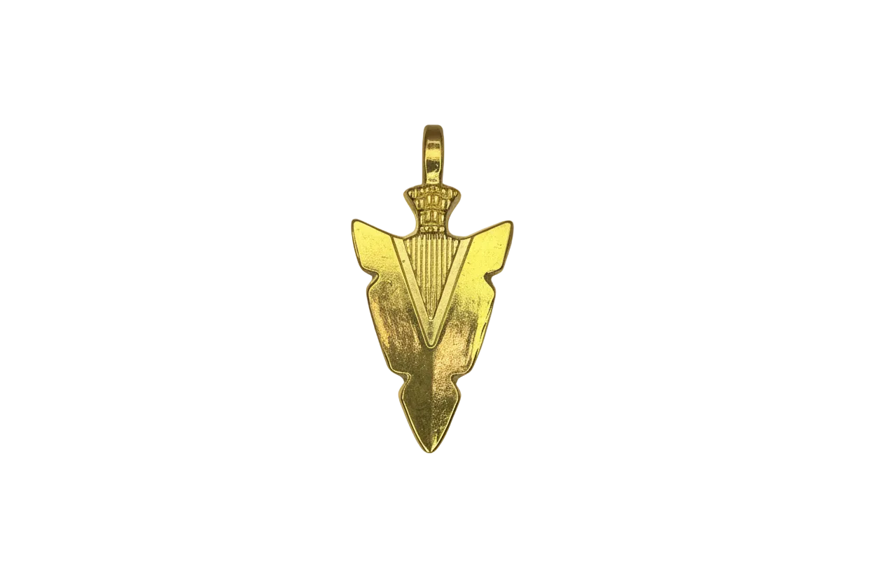 Gold engraved arrowhead pendant silhouette