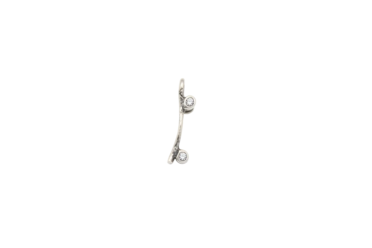 Antiqued silver lowercase i letter with oxidized details