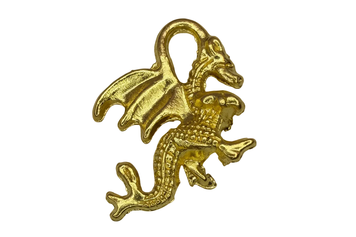Gold winged dragon figure with textured scales and spread wings