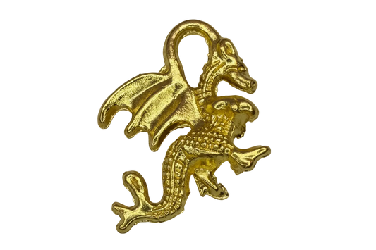 Gold winged dragon figure with textured scales and spread wings