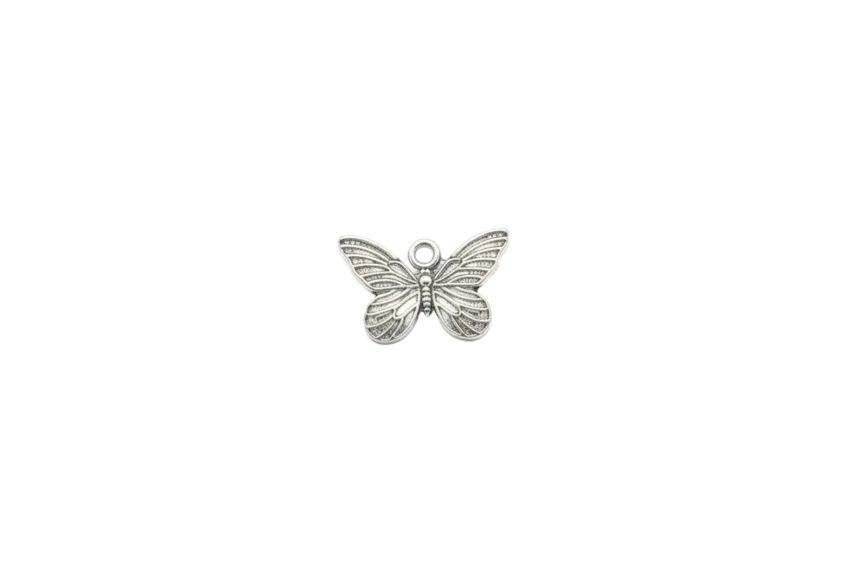 Silver engraved butterfly with textured wings