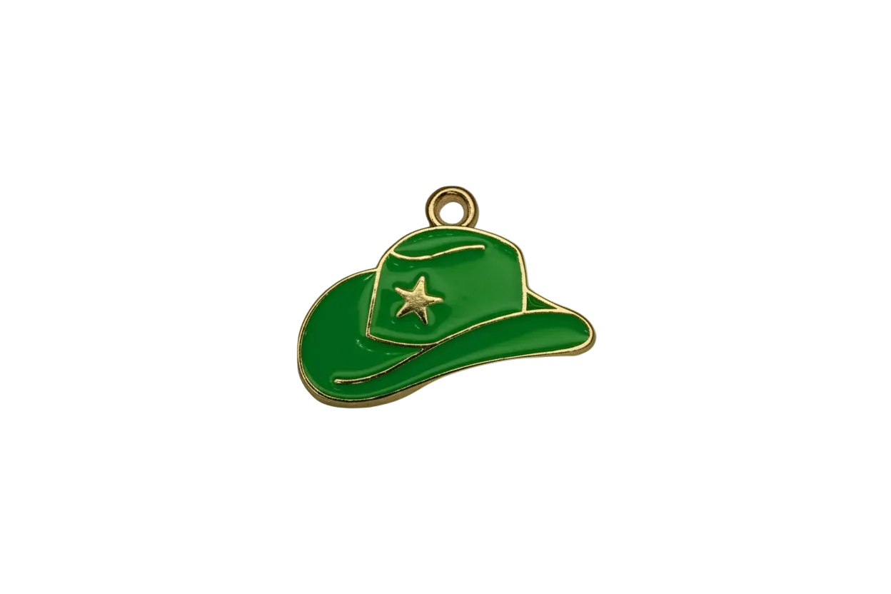 Green flip-flop sandal with gold outline and star