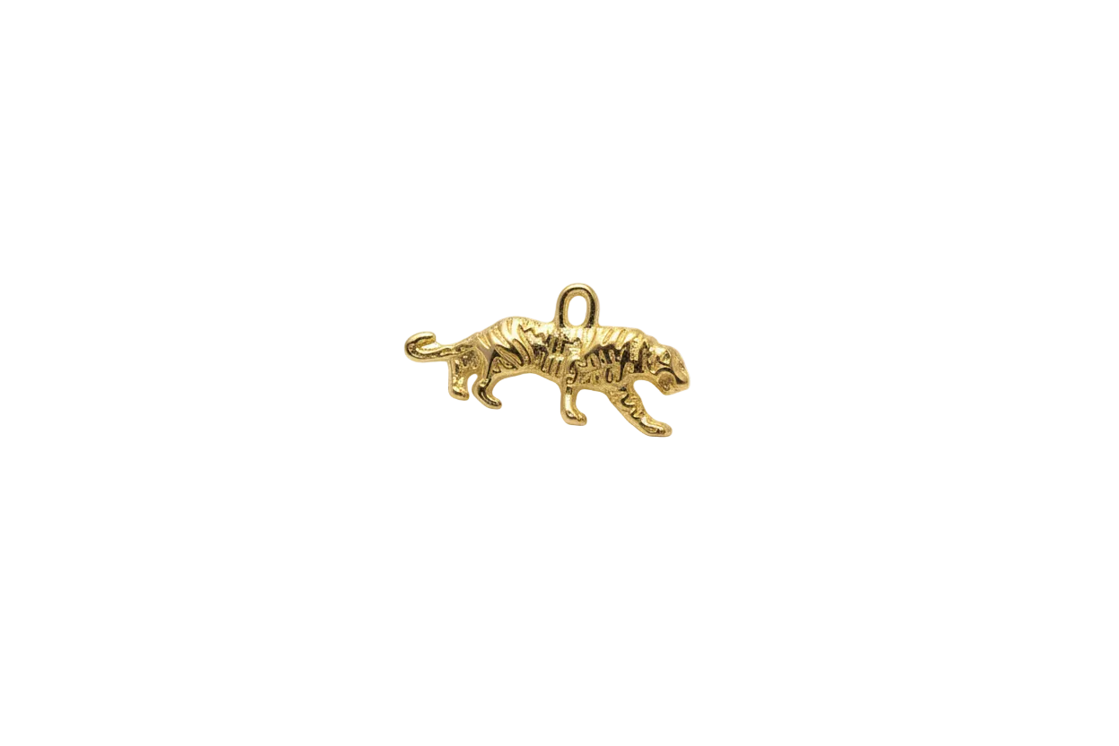 Gold climbing tiger with textured stripes