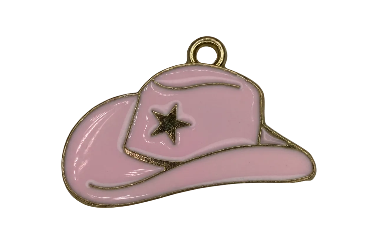 Pastel pink flip-flop sandal charm with gold outline and small star detail