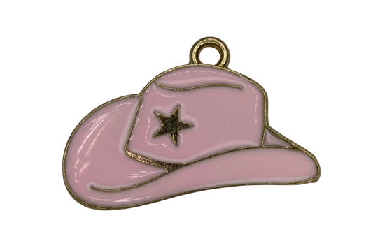 Pastel pink flip-flop sandal charm with gold outline and small star detail