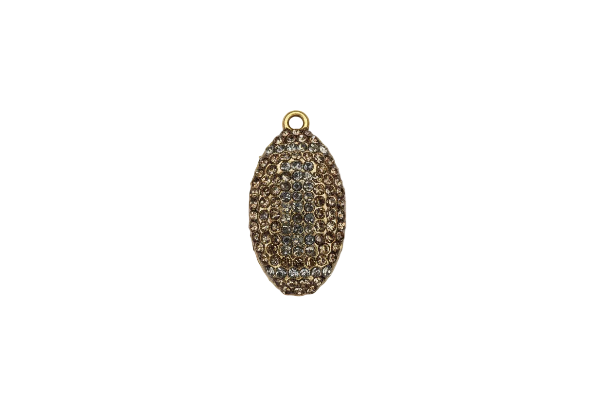 Gold oval pavé with champagne and clear crystals