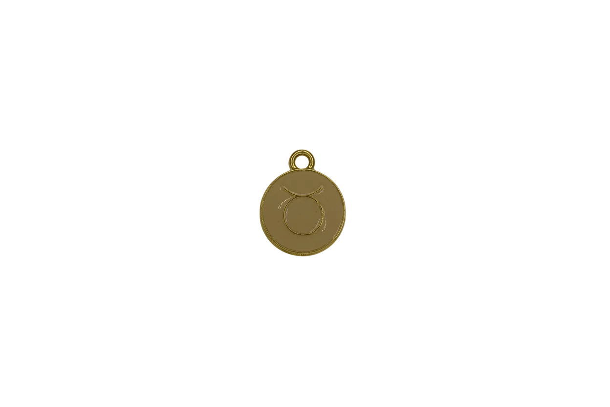 Beige Taurus zodiac medallion with gold symbol