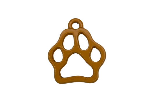 Honey enamel paw print outline charm in gold finish
