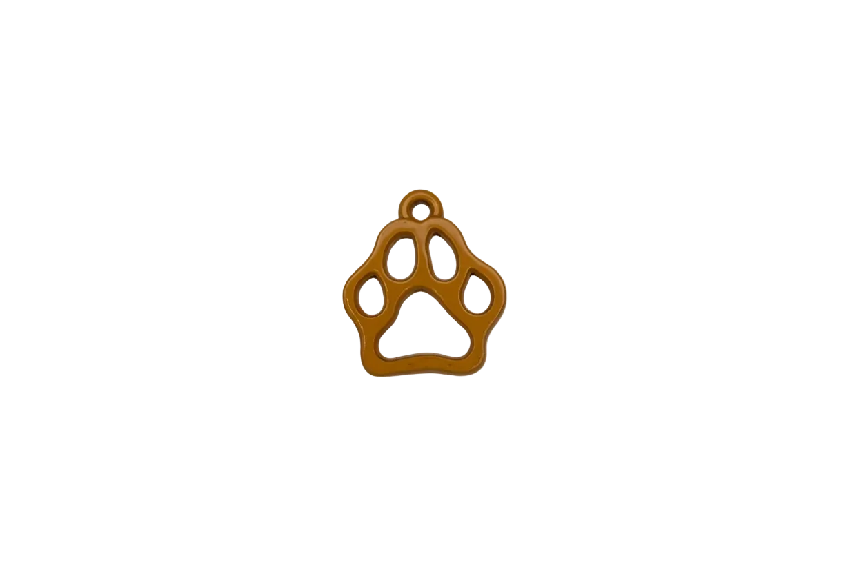 Honey enamel paw print outline in gold