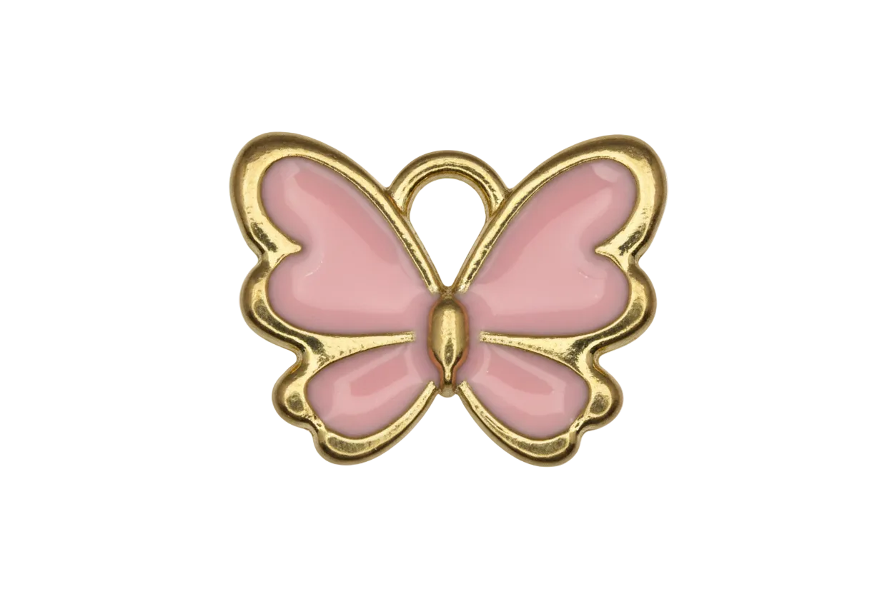 Blush pink enamel butterfly with polished gold outline