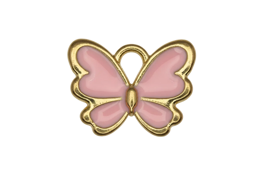 Blush pink enamel butterfly with polished gold outline