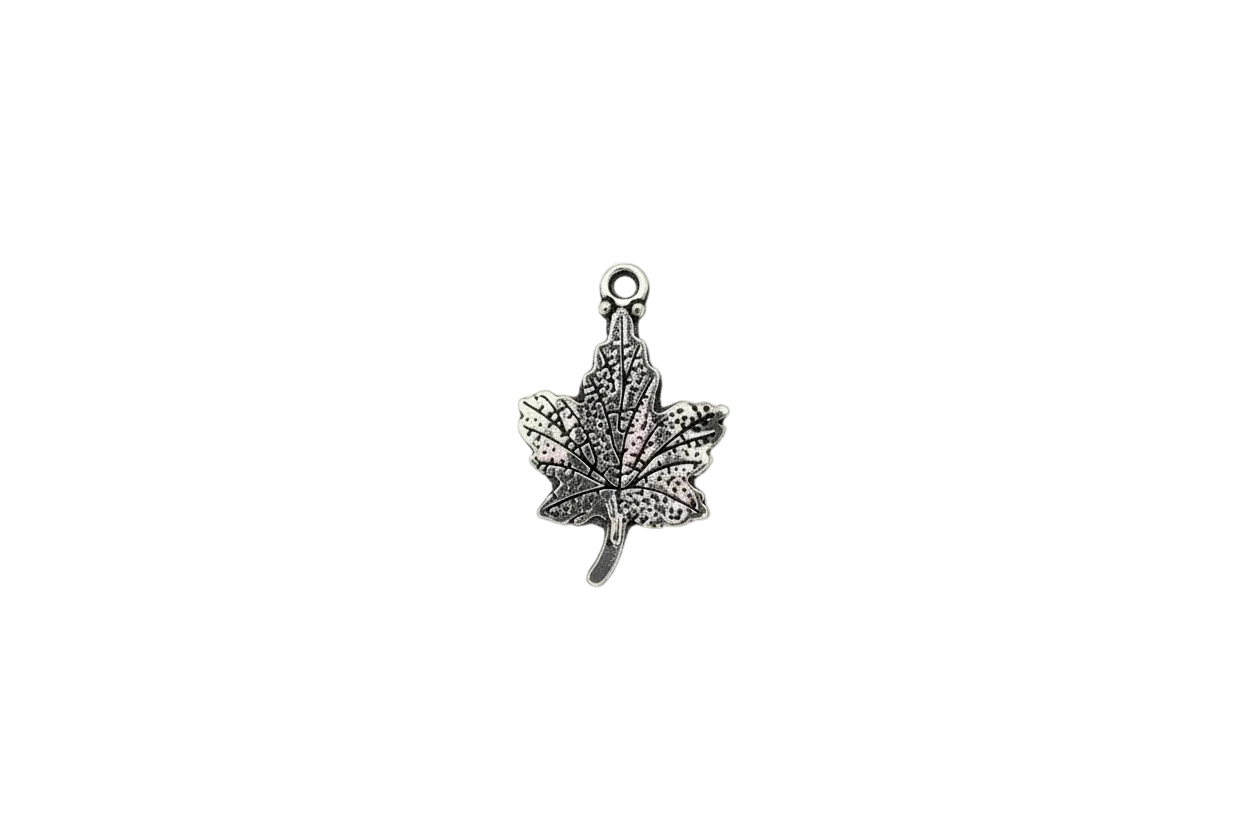 Oxidized silver maple leaf with textured veins