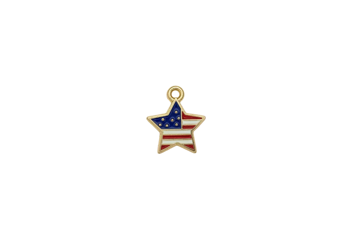 Gold-edged red, white, and blue flag-inspired enamel star