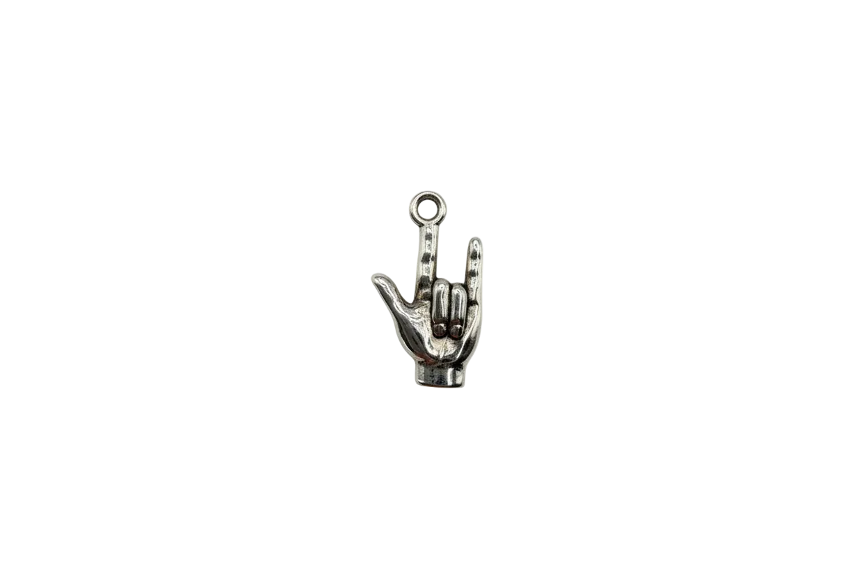 Silver rock hand sign pendant