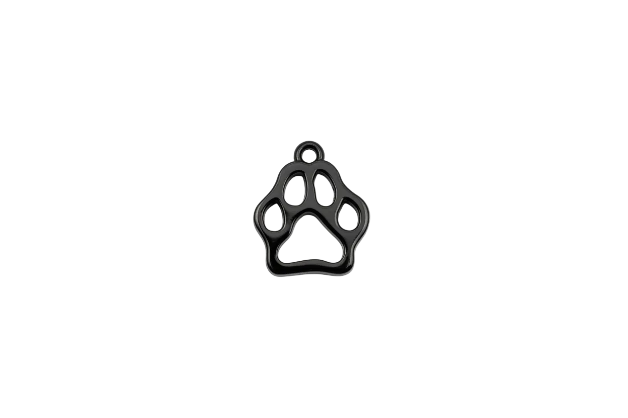Glossy black paw print cutout with open center