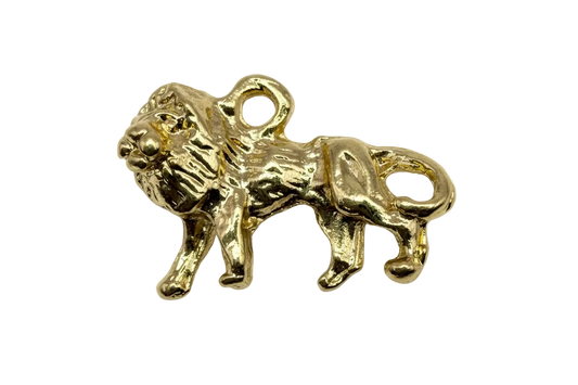 Glossy gold sculpted lion figure with textured mane and tail