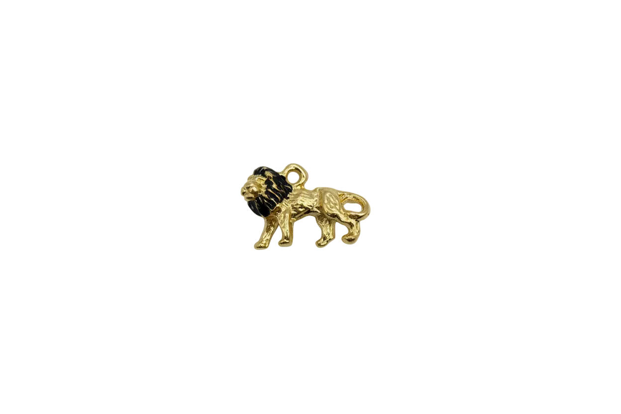 Gold sculpted lion figure with textured mane