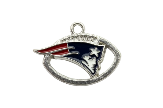 Silver football helmet charm with navy, red, and white enamel and a star detail