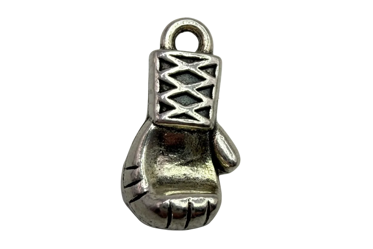 Silver-tone laced sneaker charm with sculpted toe and lace details