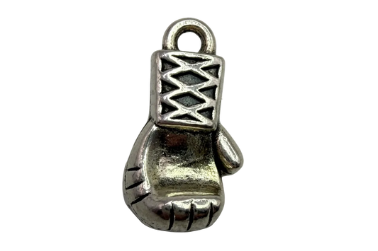Silver-tone laced sneaker charm with sculpted toe and lace details