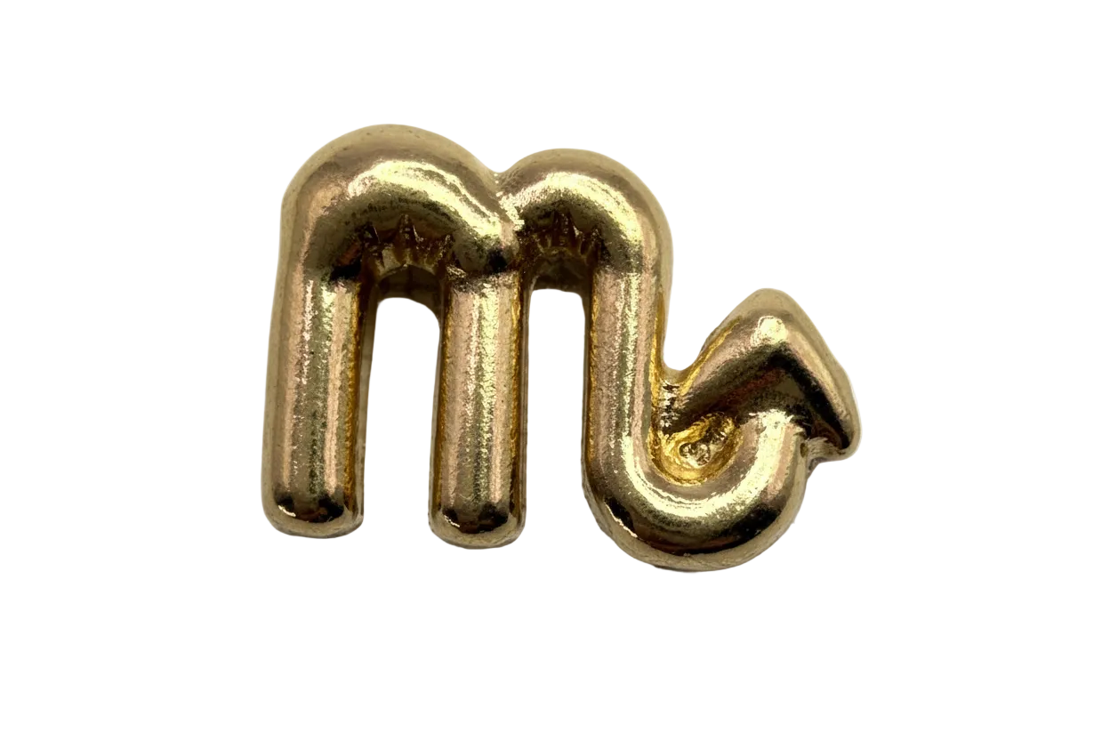 Polished gold puffy letter M initial