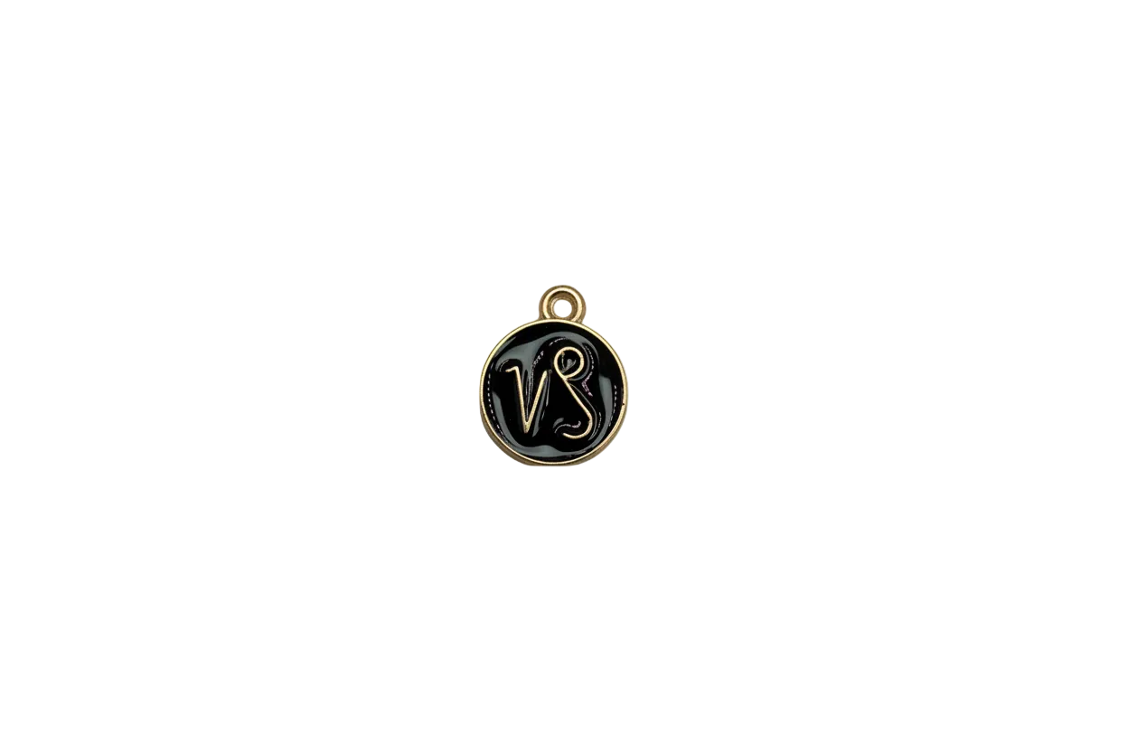 Black enamel VS monogram disc with gold border