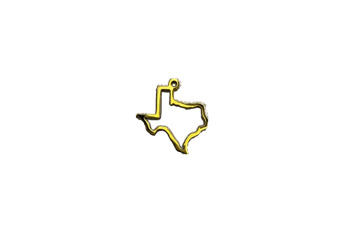 Gold Texas state outline silhouette, open frame