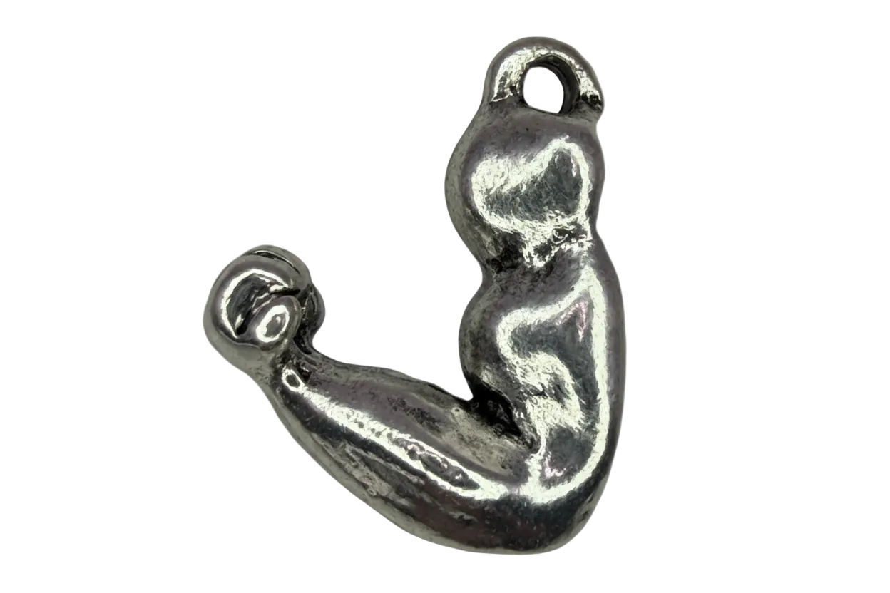 Polished silver-tone treble clef symbol charm with sculptural curved music-note silhouette