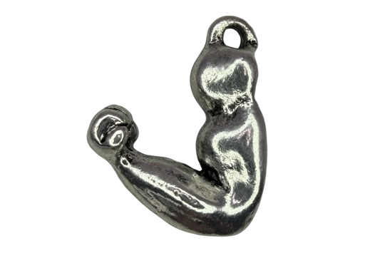Polished silver-tone treble clef symbol charm with sculptural curved music-note silhouette