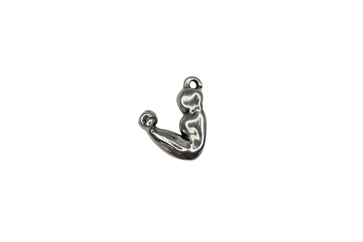 Polished silver-tone treble clef symbol with curved music-note silhouette