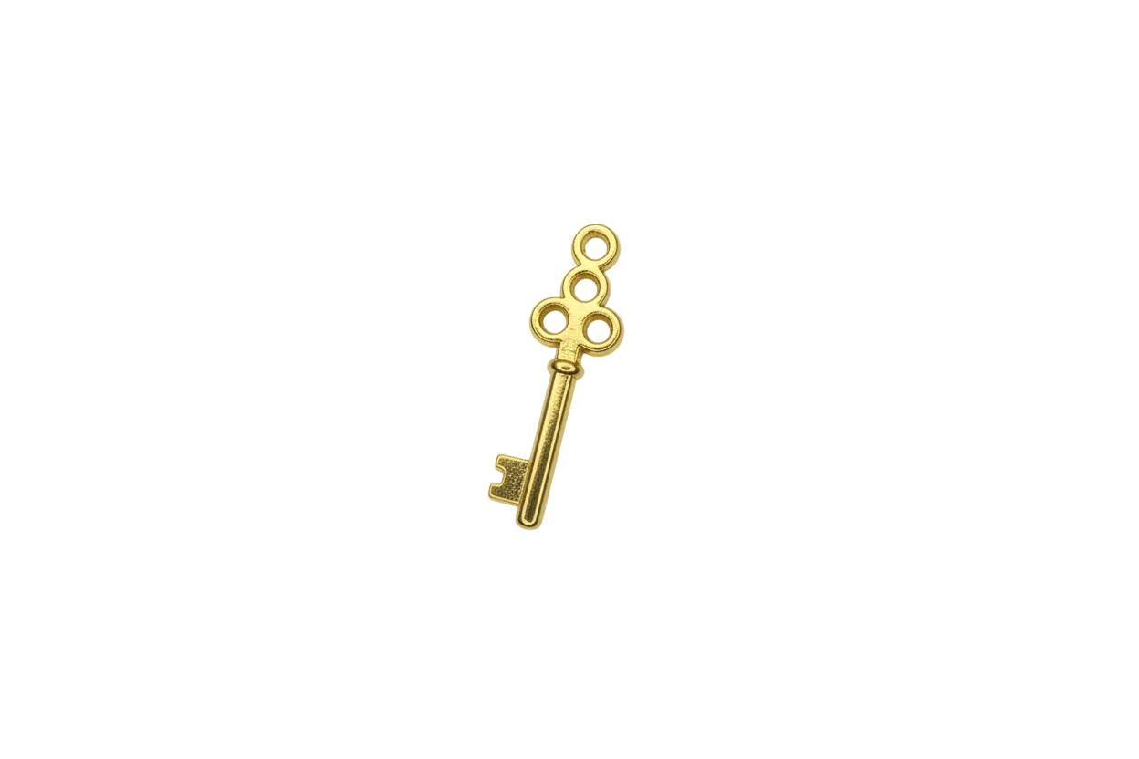 Gold ornate key with circular head