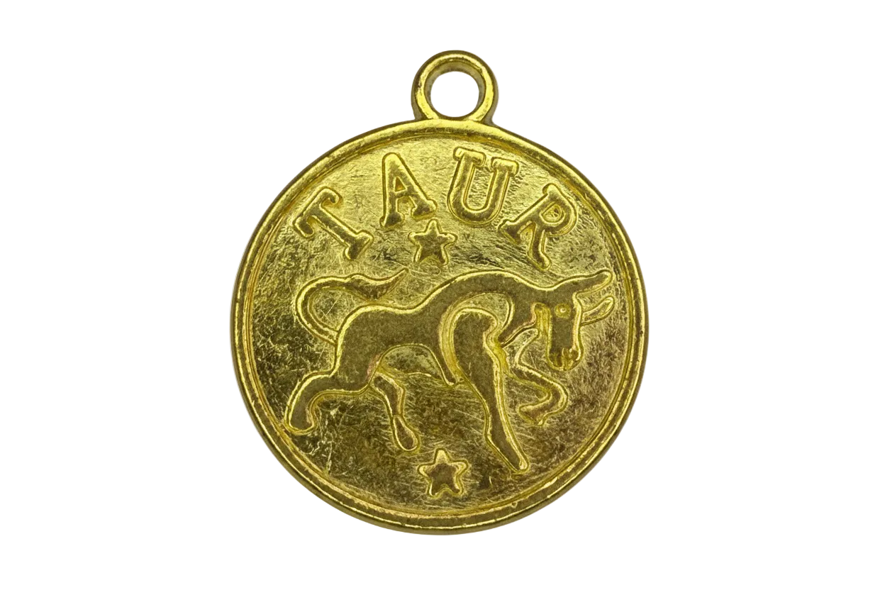 Round gold medallion with embossed kangaroo, stars, and AUSTRALIA lettering