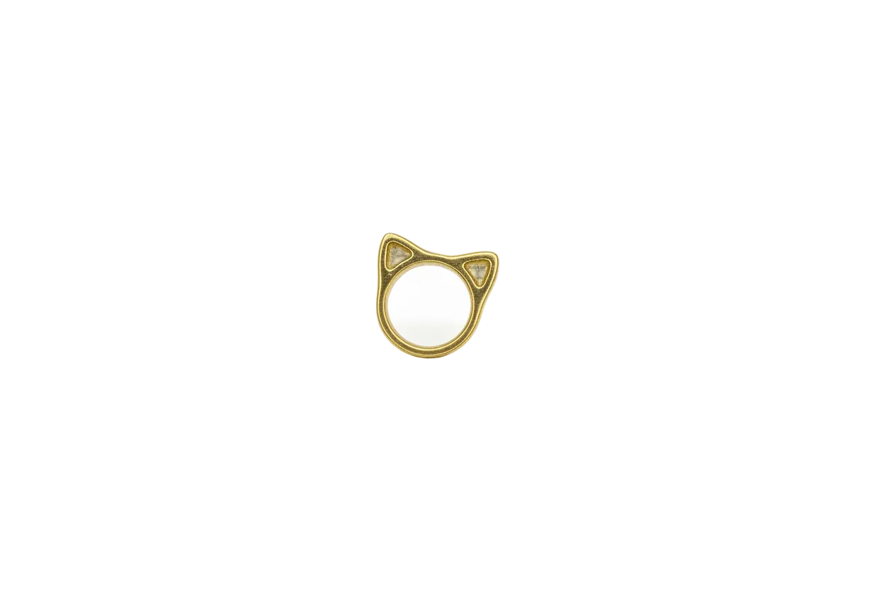 Gold cat ears ring with ivory marbled inlays