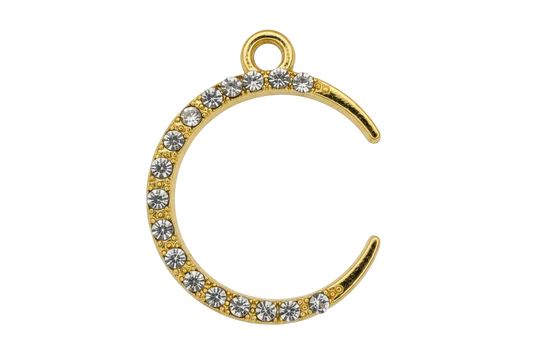 Gold letter C charm outlined with pavé clear crystal stones