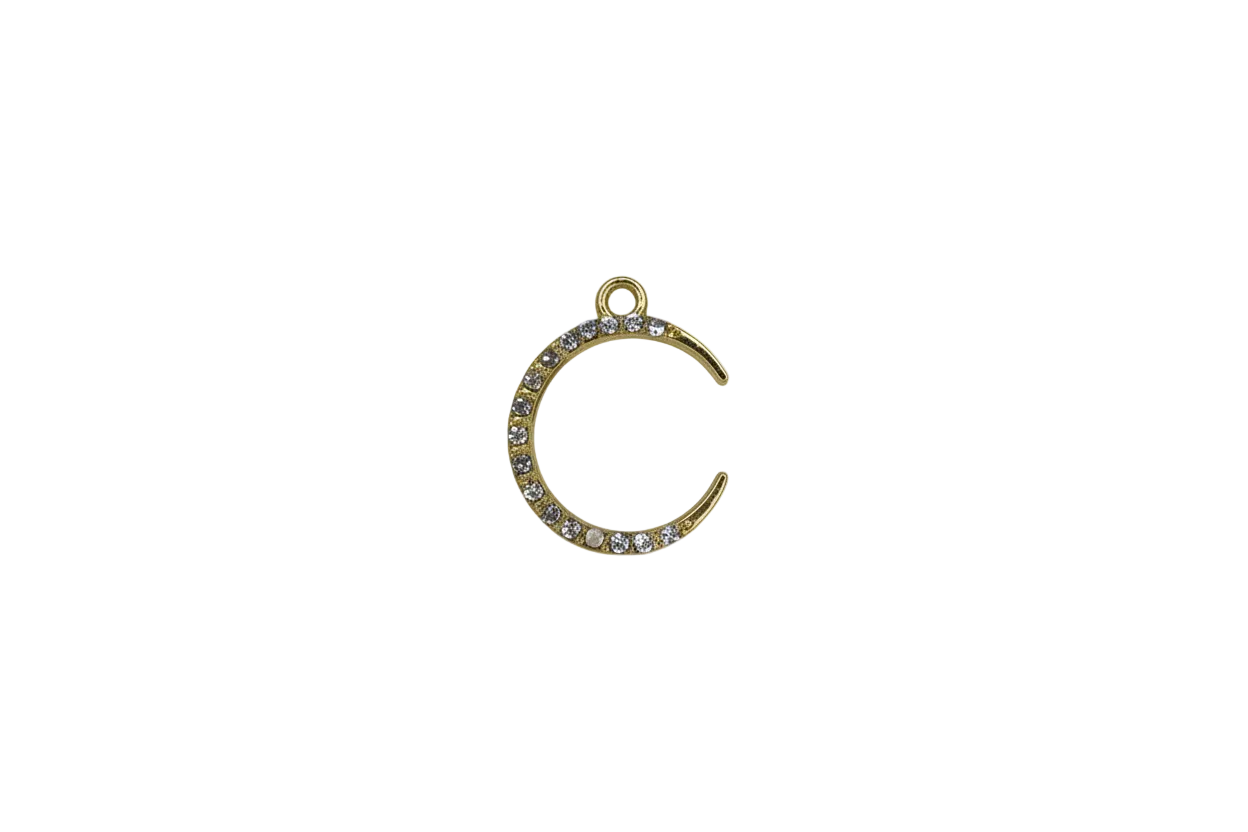 Gold letter C with pavé clear crystals