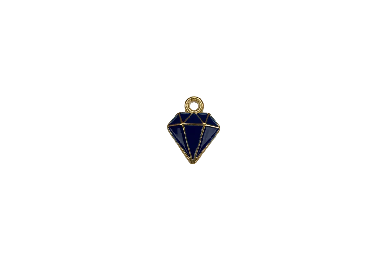 Blue enamel diamond icon with gold outline