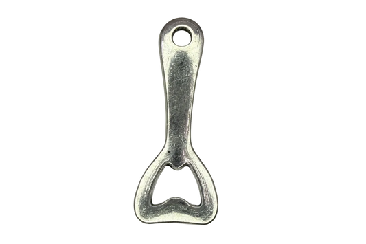 Mini silver bottle opener charm with smooth polished finish
