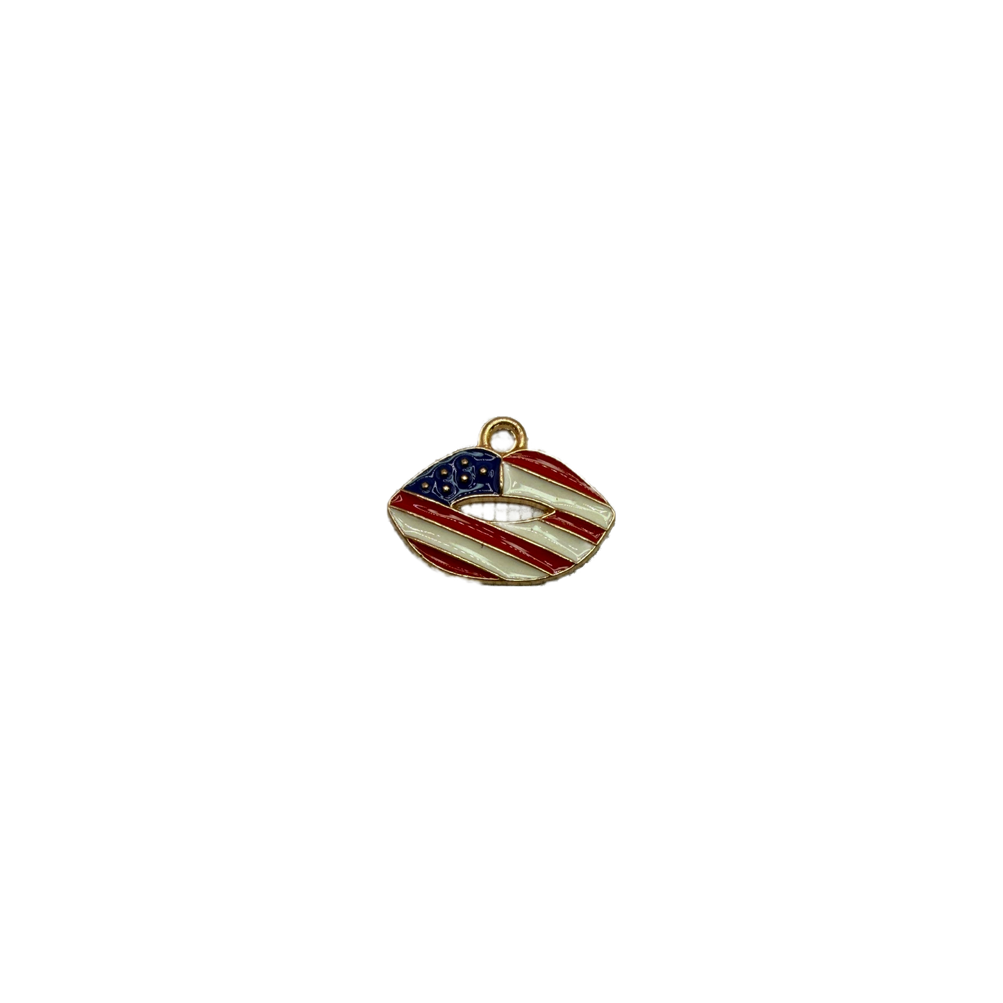 Striped lips charm in red, white, and navy enamel