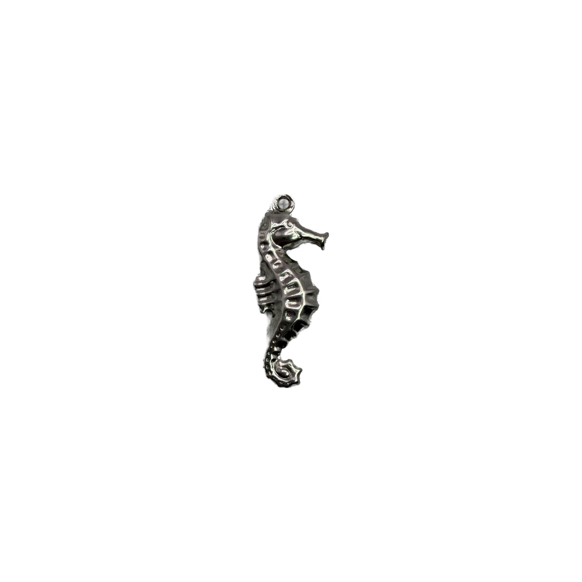 Antique silver textured seahorse pendant