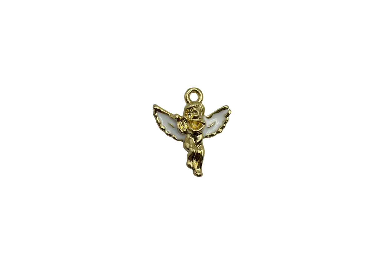 Gold cherub angel with white wings