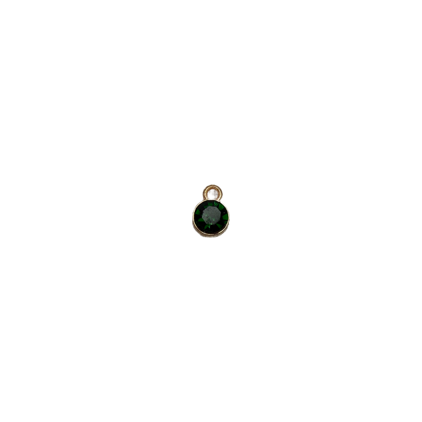 Faceted deep green round gem in gold