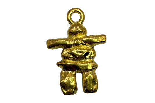 Textured gold abstract human figure charm with outstretched arms