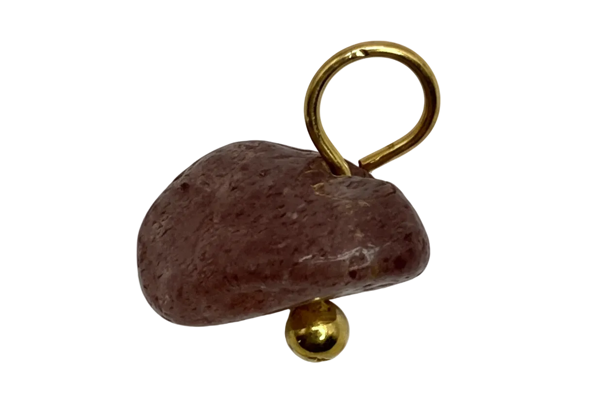 Textured brown potato-shaped charm with polished gold accents