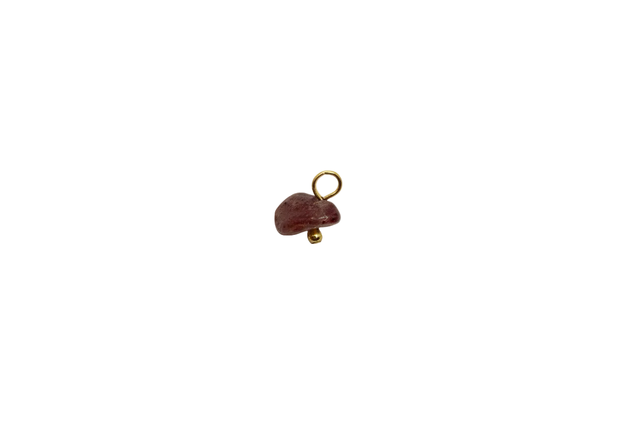 Brown textured potato charm with gold accents