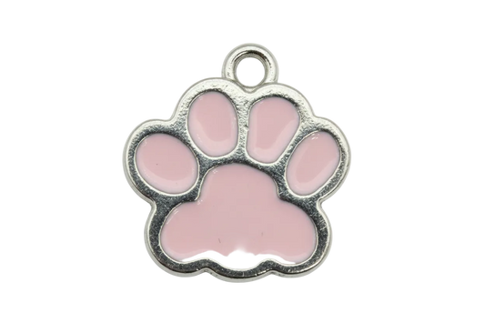 Blush pink enamel paw print with silver outline