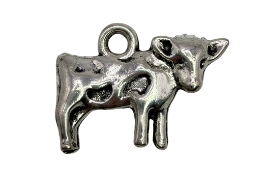 Antiqued silver-toned fawn figure with spotted body detailing