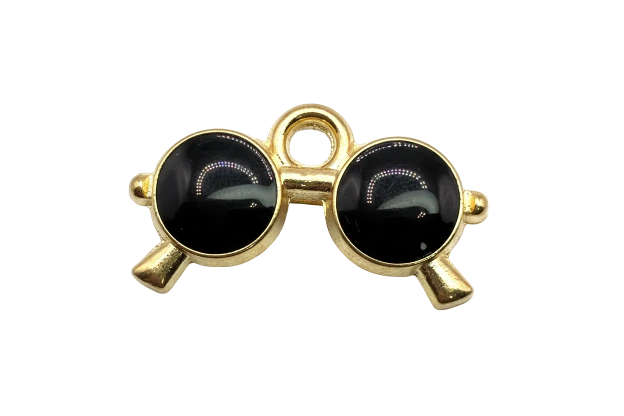 Polished gold round sunglasses with glossy black lenses
